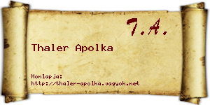 Thaler Apolka névjegykártya